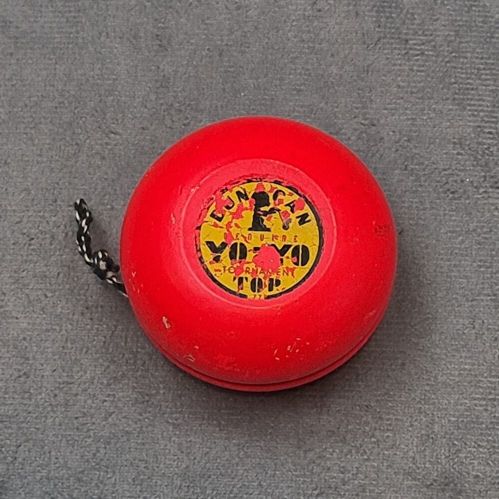 Vintage Duncan Genuine Yo-Yo Tournament 77 Top Orange Red Wood Yo-Yo USA